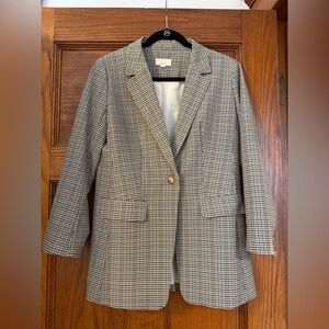 Women's Blue and Tan Checked Blazer